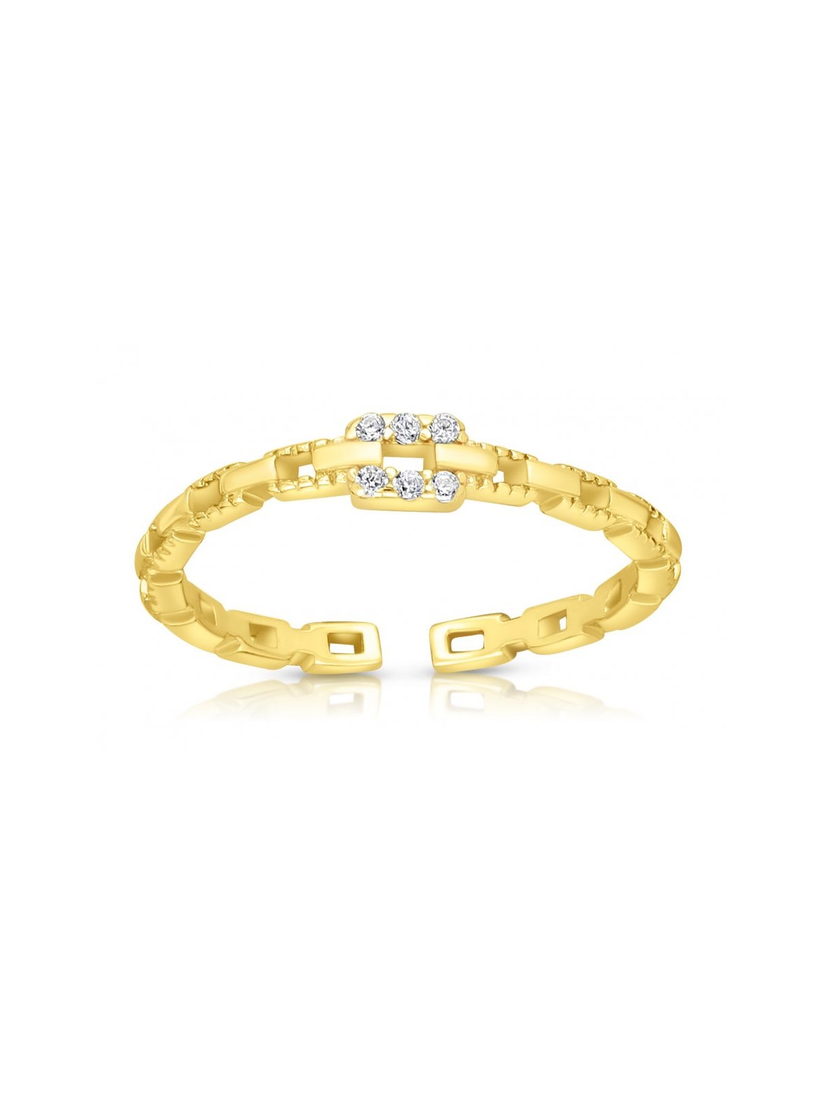 טבעת מתכווננת מכסף סטרלינג עם קישורי זירקונים M... | טבעות יהודיות